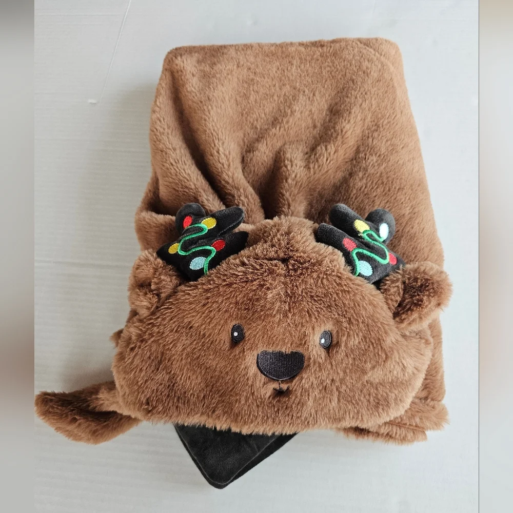 Wondershop at Target Hooded Plush Reindeer Blanket Throw Brown 40
